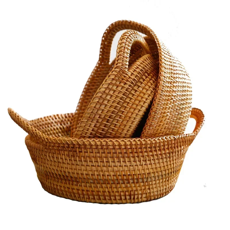 Conjunto de Cesta Criativa em Rattan - 3 pçs