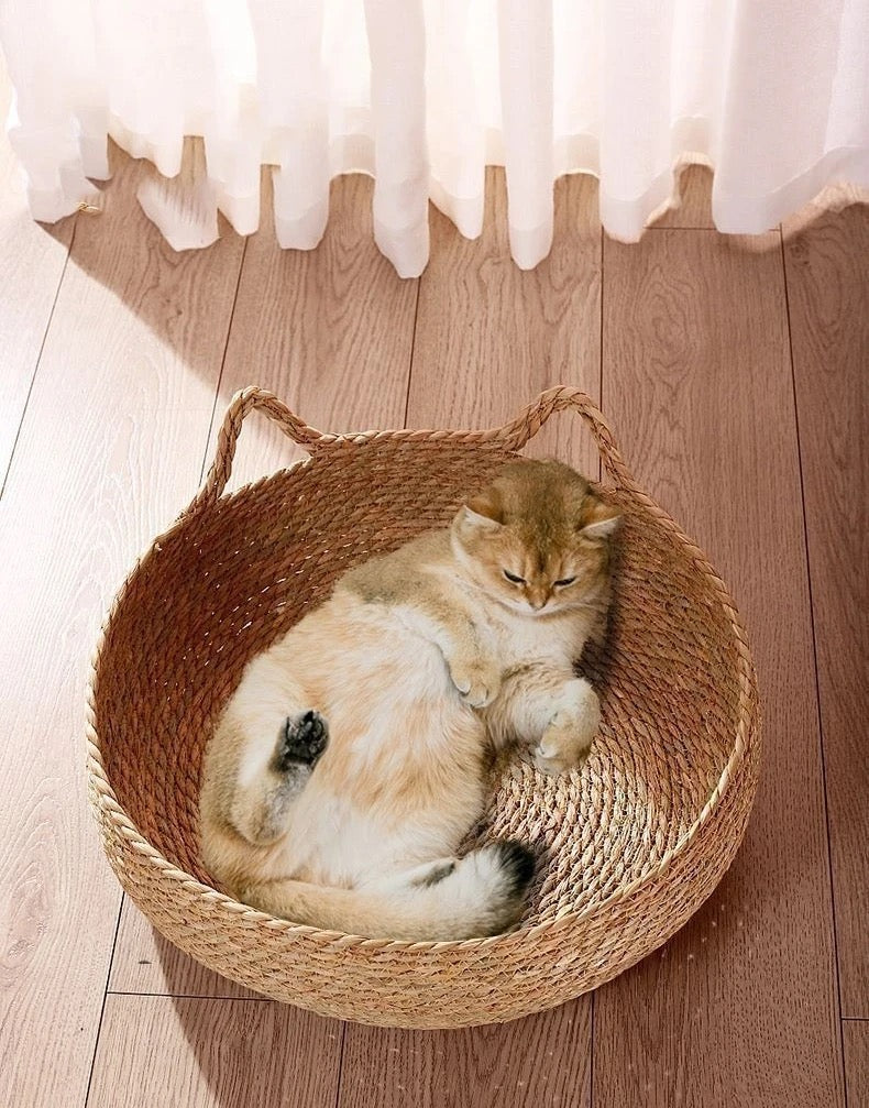 Cama de Gato em Rattan com Pillow Top