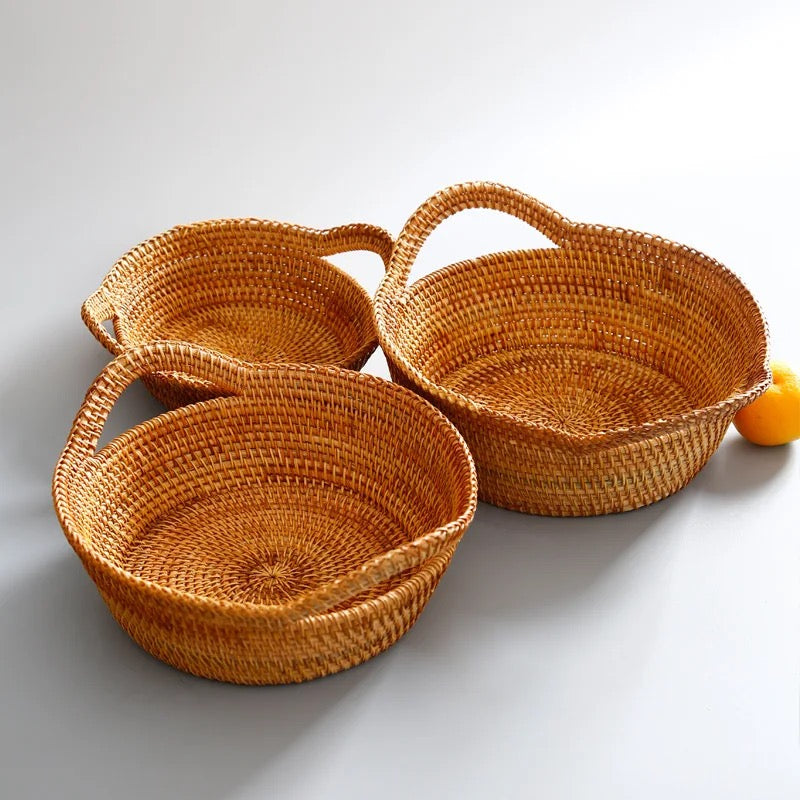 Conjunto de Cesta Criativa em Rattan - 3 pçs