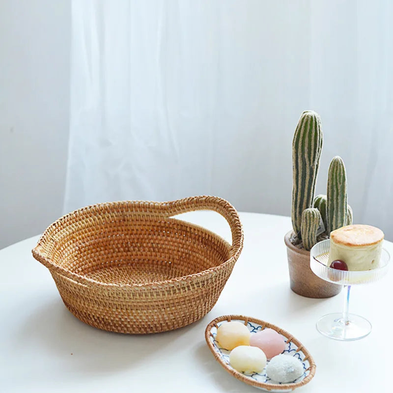 Conjunto de Cesta Criativa em Rattan - 3 pçs